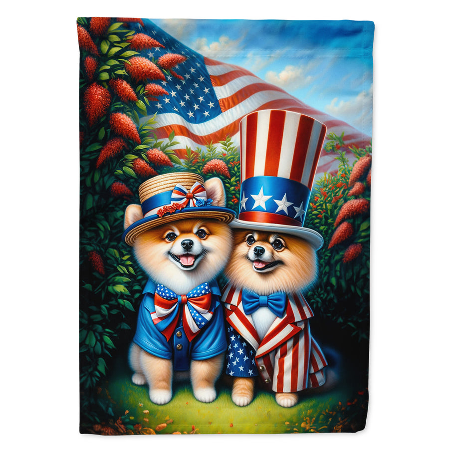 All American Pomeranian Garden Flag Image 1