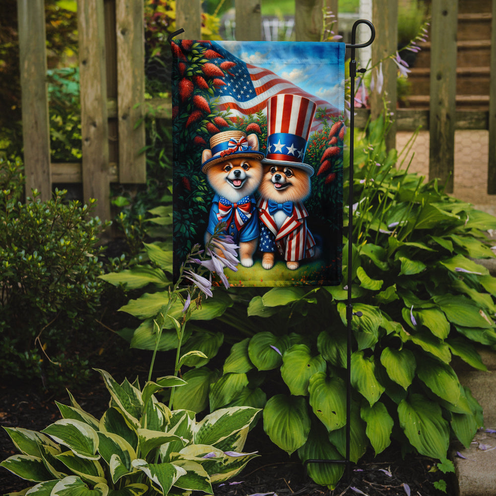 All American Pomeranian Garden Flag Image 2