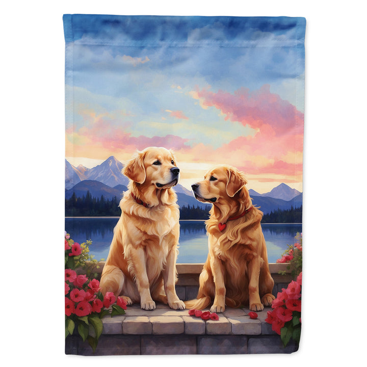 Golden Retriever Two Hearts Garden Flag Image 1