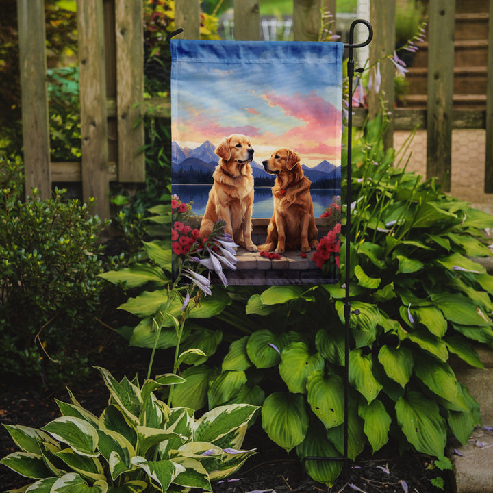 Golden Retriever Two Hearts Garden Flag Image 2