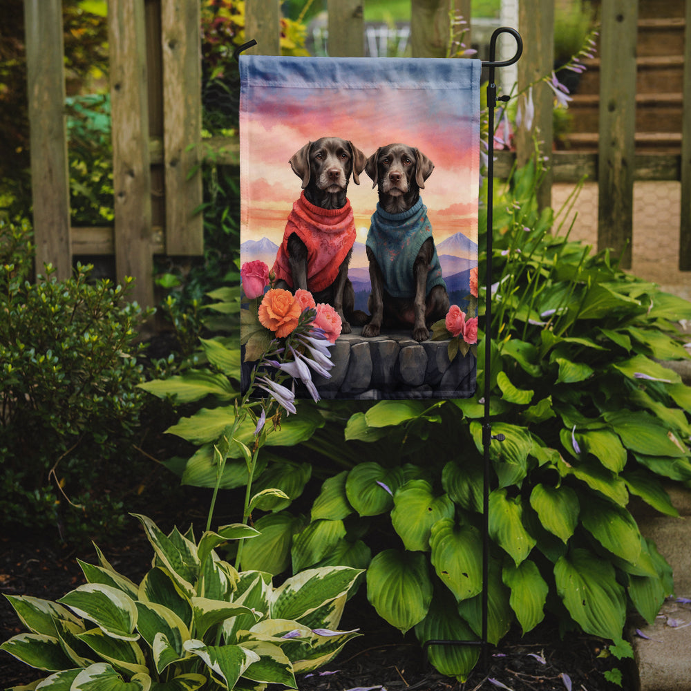 German Wirehaired Pointer Two Hearts Garden Flag Image 2