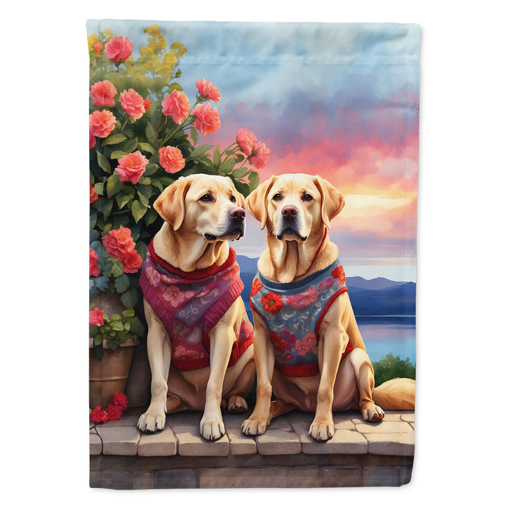 Yellow Labrador Retriever Two Hearts Garden Flag Image 1