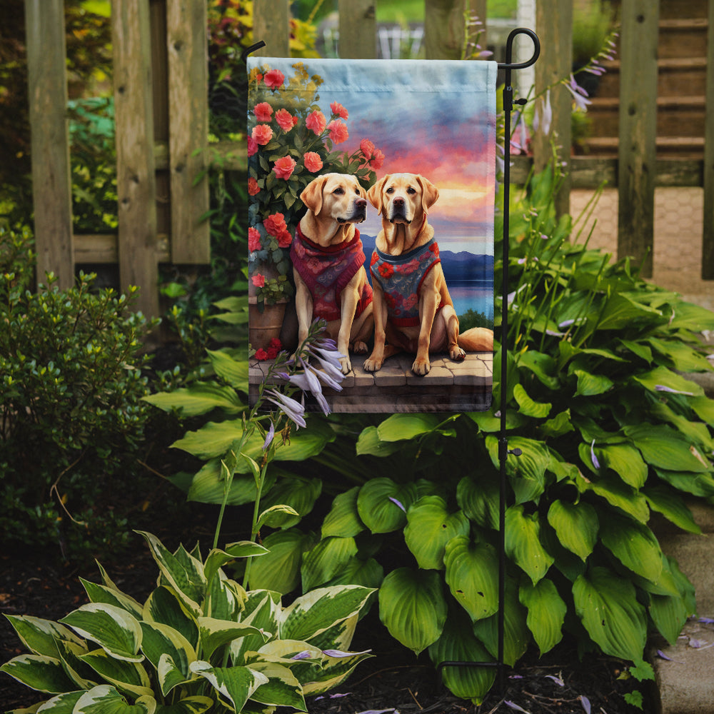 Yellow Labrador Retriever Two Hearts Garden Flag Image 2