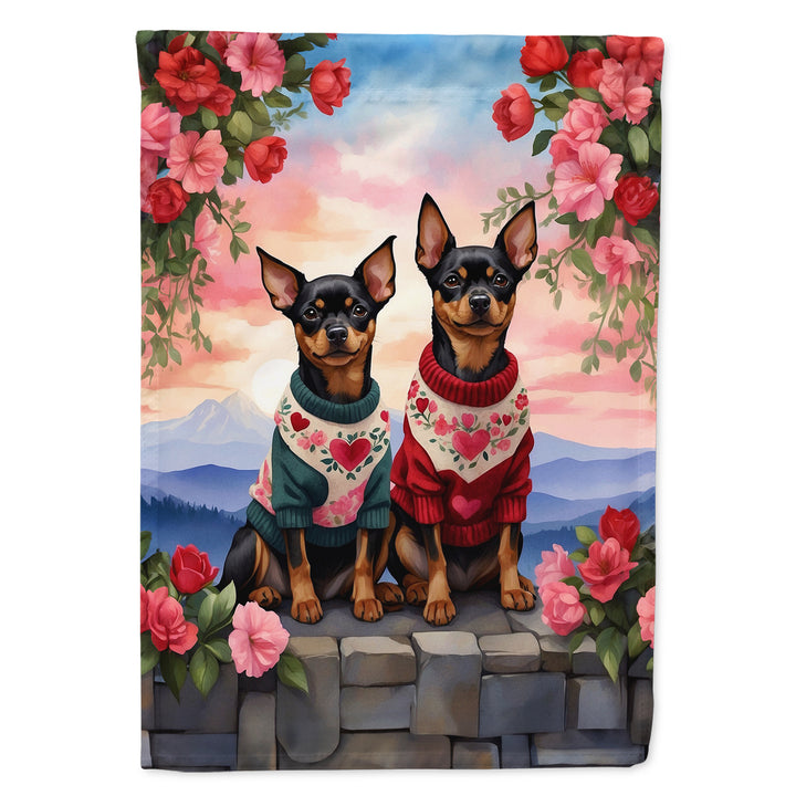 Miniature Pinscher Two Hearts Garden Flag Image 1