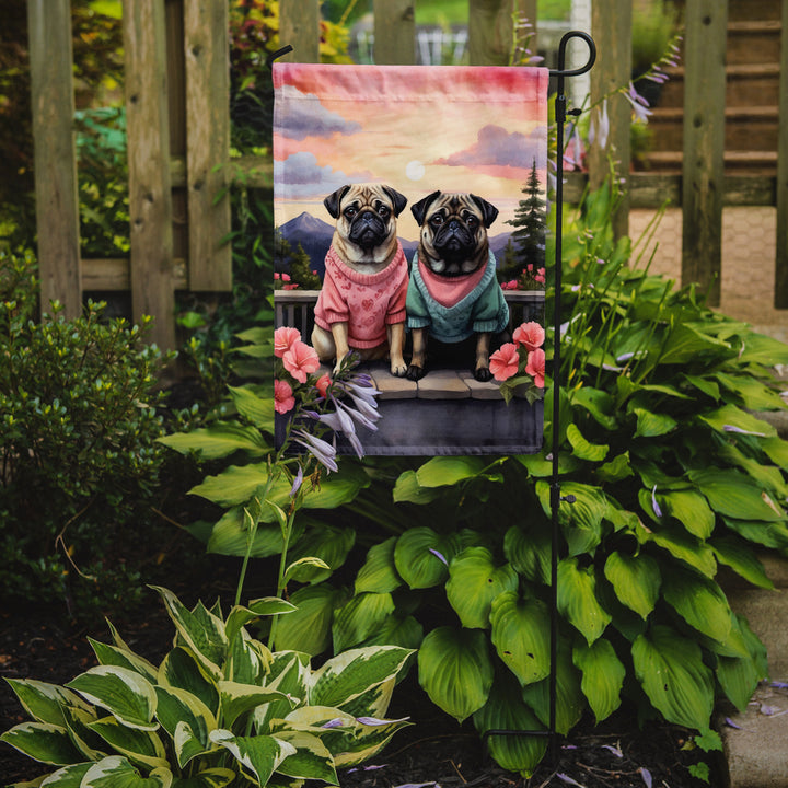 Pug Two Hearts Garden Flag Image 2