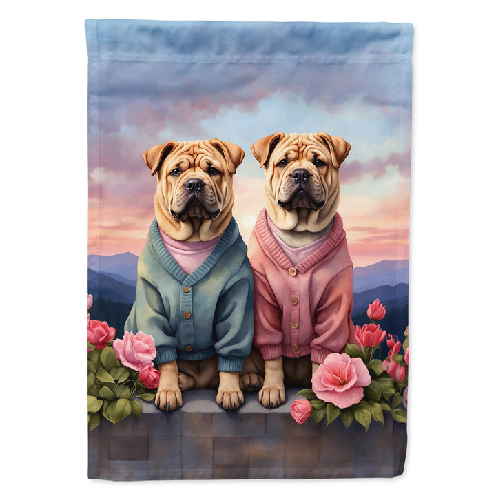 Shar Pei Two Hearts Garden Flag Image 1