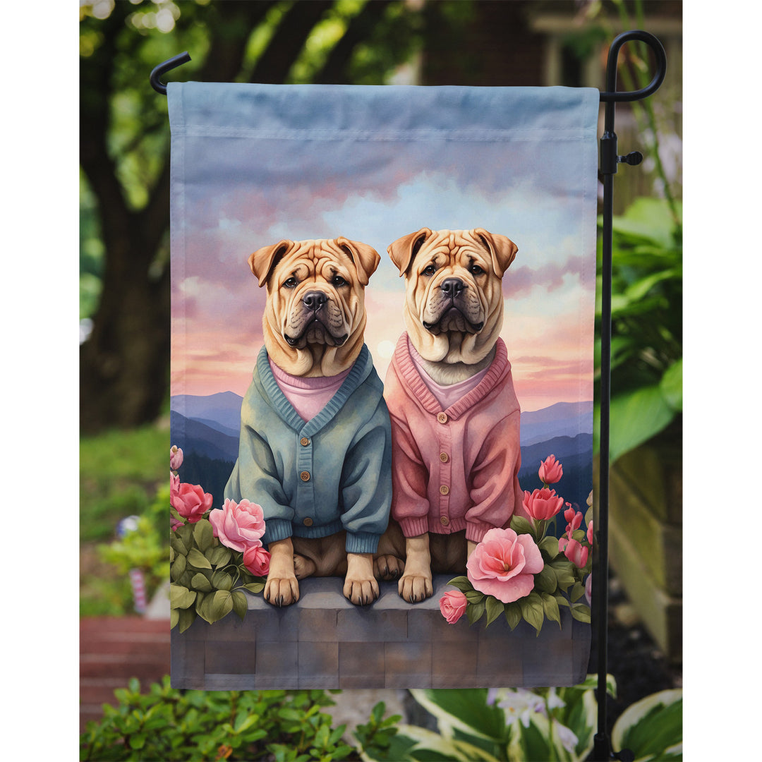 Shar Pei Two Hearts Garden Flag Image 3