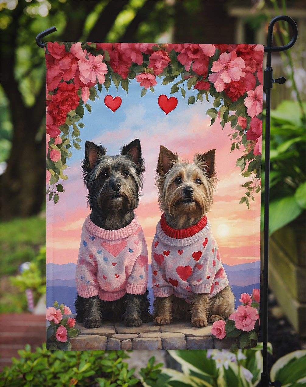 Skye Terrier Two Hearts Garden Flag Image 3