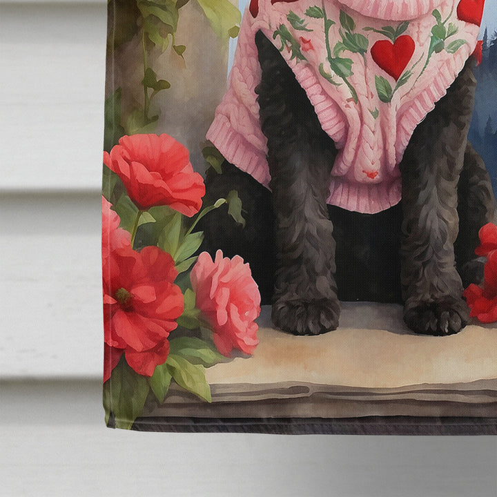 Portuguese Water Dog Two Hearts House Flag Image 4