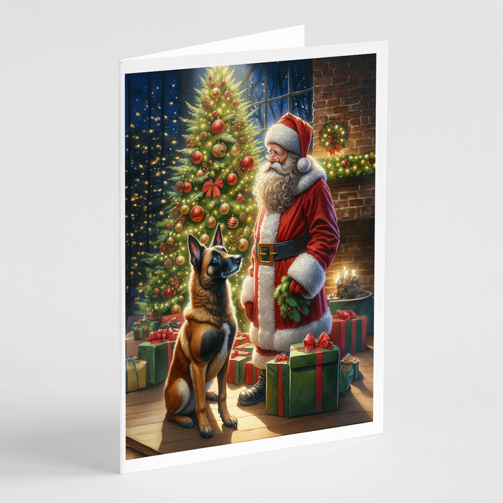 Belgian Malinois and Santa Claus Greeting Cards Pack of 8 Image 1