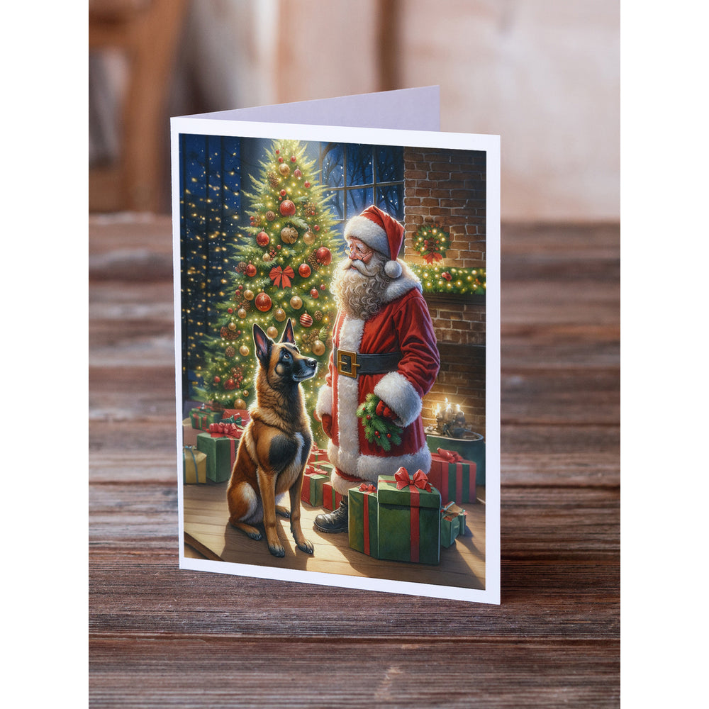 Belgian Malinois and Santa Claus Greeting Cards Pack of 8 Image 2