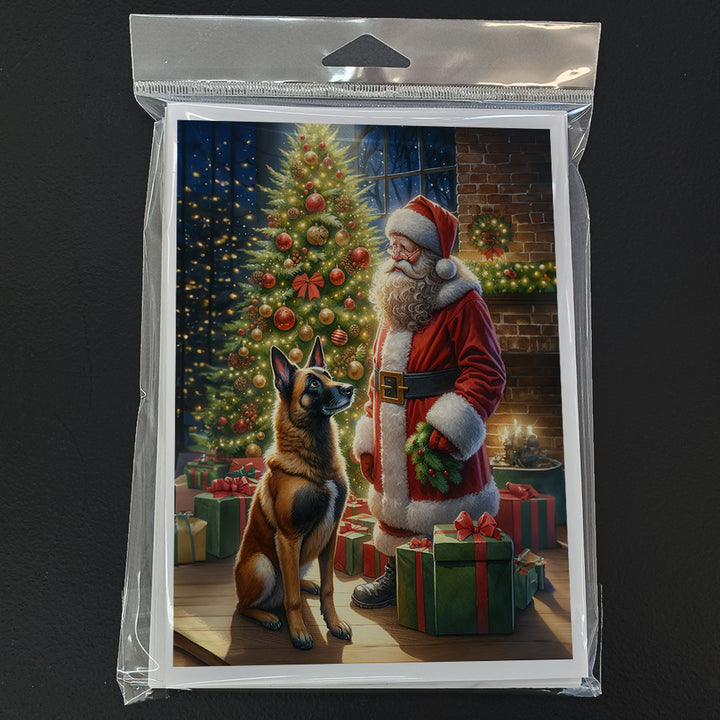 Belgian Malinois and Santa Claus Greeting Cards Pack of 8 Image 3