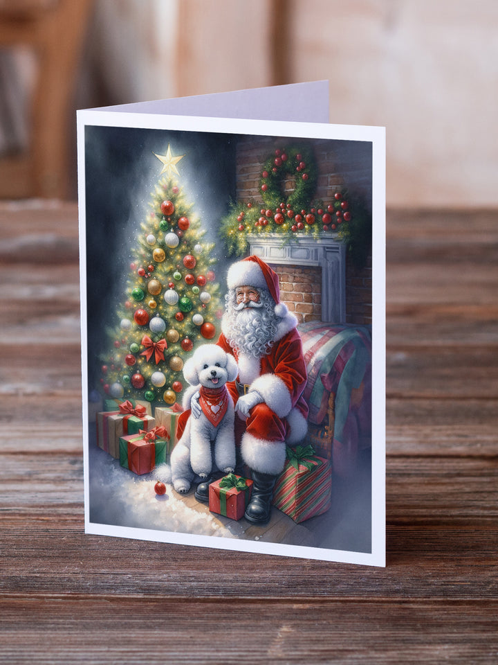 Bichon Frise and Santa Claus Greeting Cards Pack of 8 Image 2