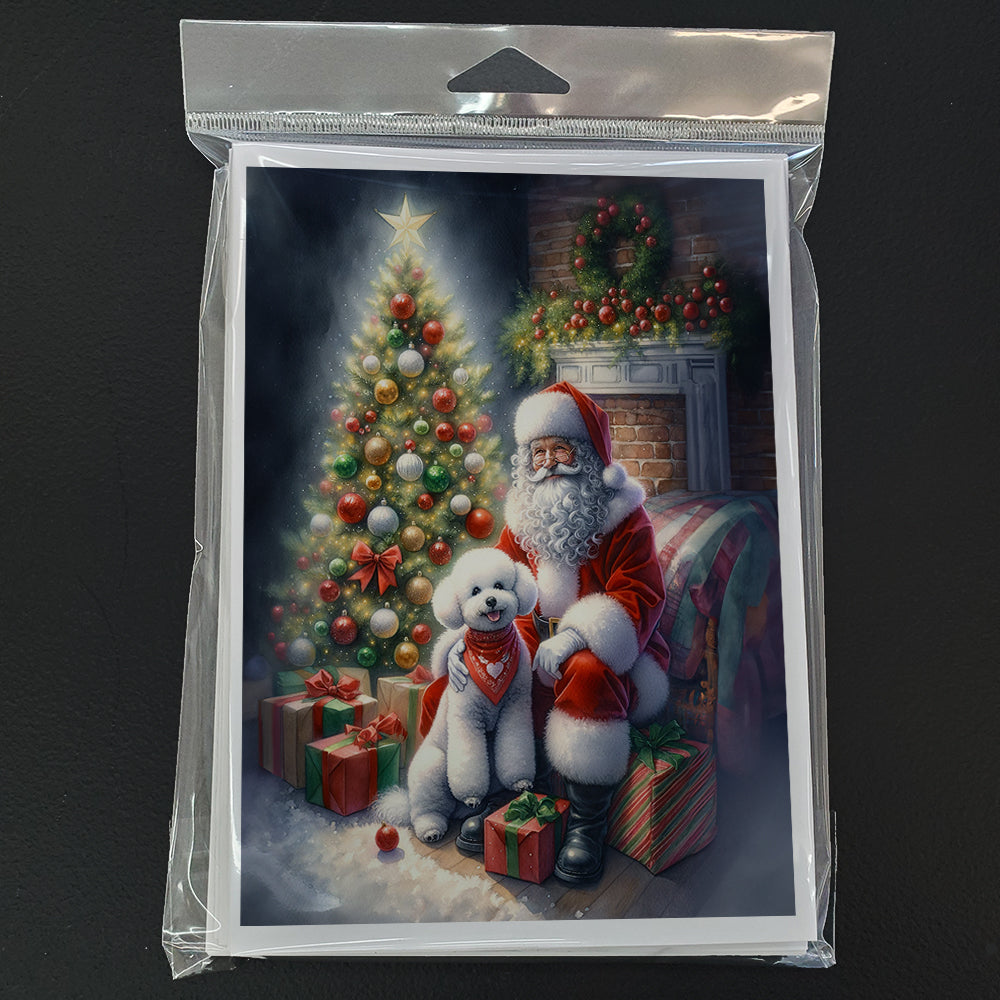 Bichon Frise and Santa Claus Greeting Cards Pack of 8 Image 3