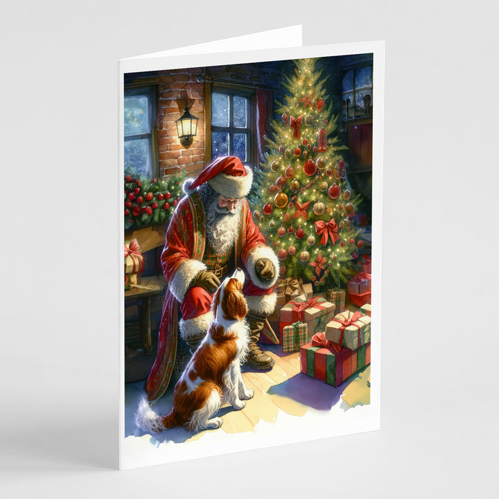 Brittany and Santa Claus Greeting Cards Pack of 8 Image 1