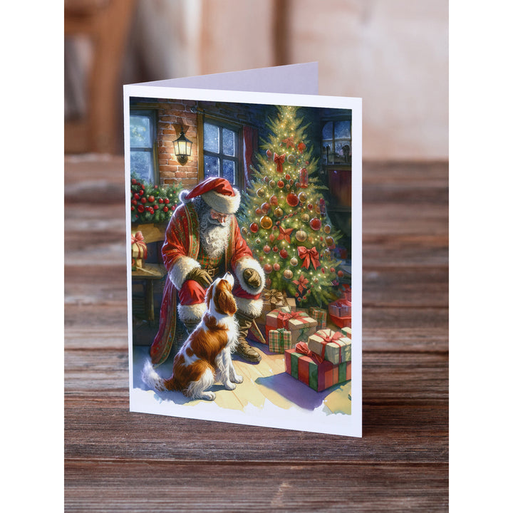 Brittany and Santa Claus Greeting Cards Pack of 8 Image 2