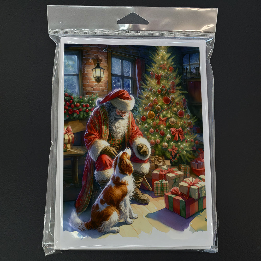 Brittany and Santa Claus Greeting Cards Pack of 8 Image 3