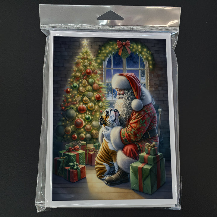 English Bulldog and Santa Claus Greeting Cards Pack of 8 Image 3