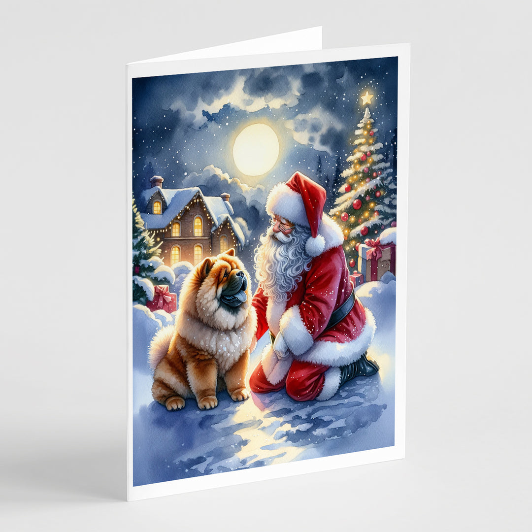 Chow Chow and Santa Claus Greeting Cards Pack of 8 Image 1