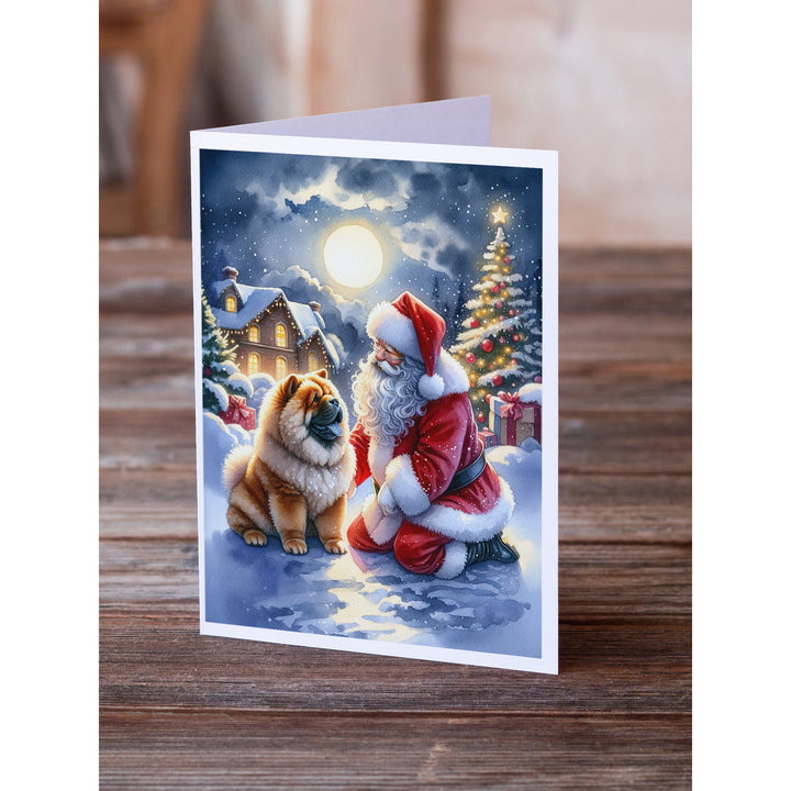 Chow Chow and Santa Claus Greeting Cards Pack of 8 Image 2