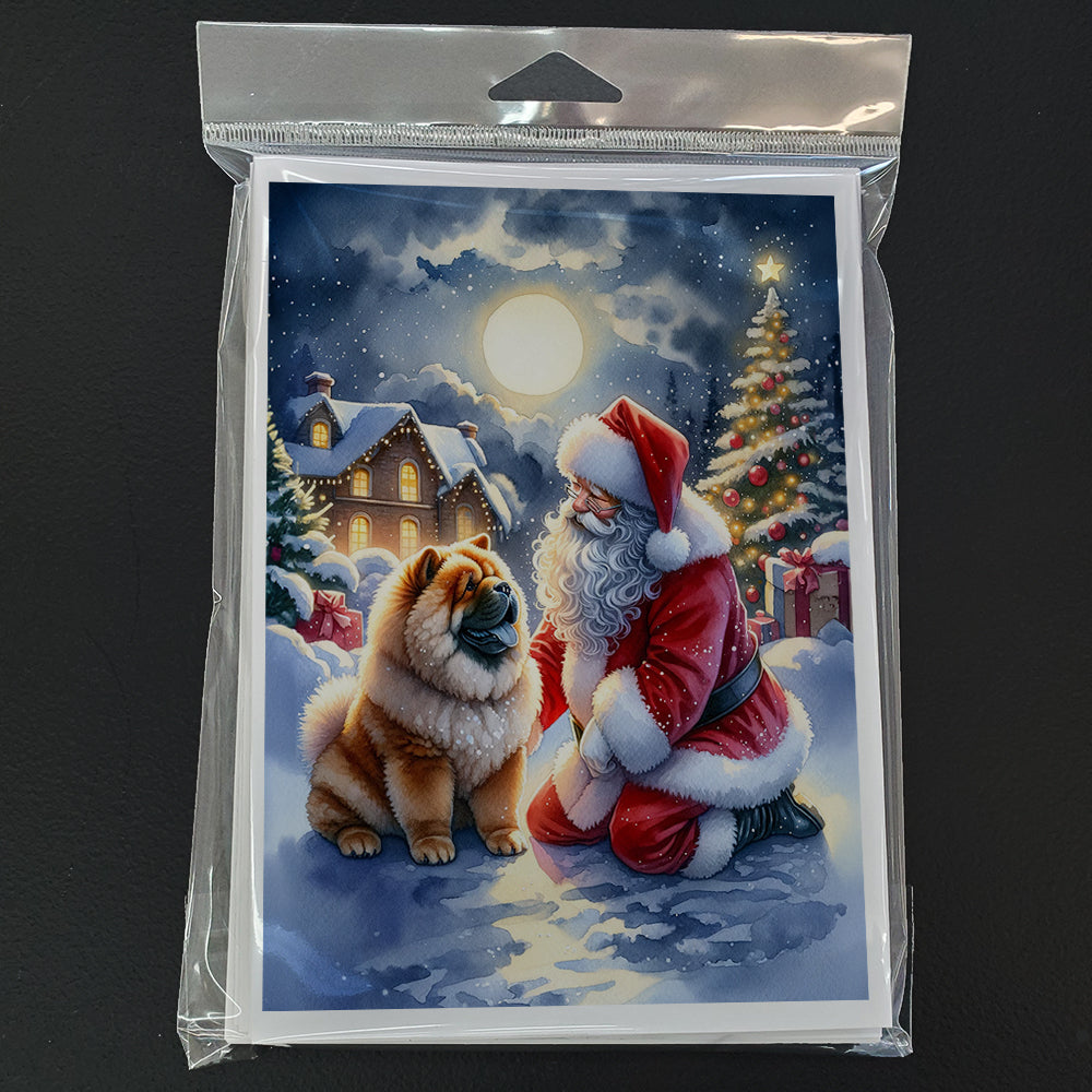 Chow Chow and Santa Claus Greeting Cards Pack of 8 Image 3