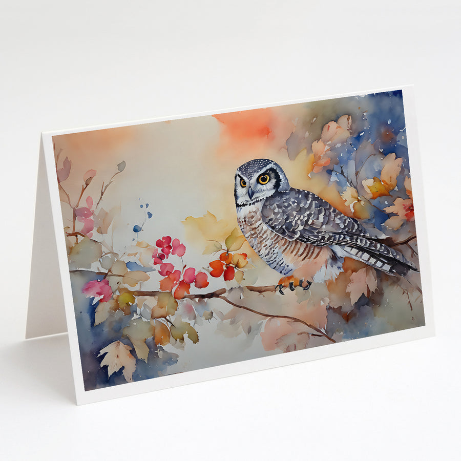 Northern Hawk Owl Greeting Cards Pack of 8 Image 1