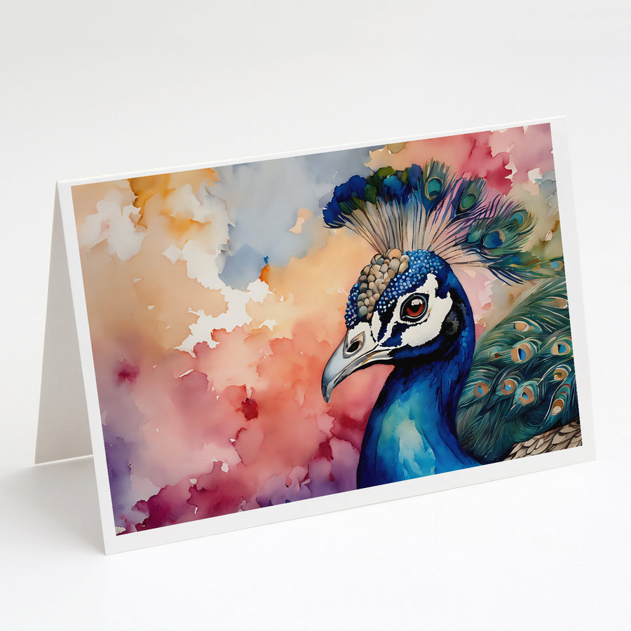 Peacock Greeting Cards Pack of 8 Image 1