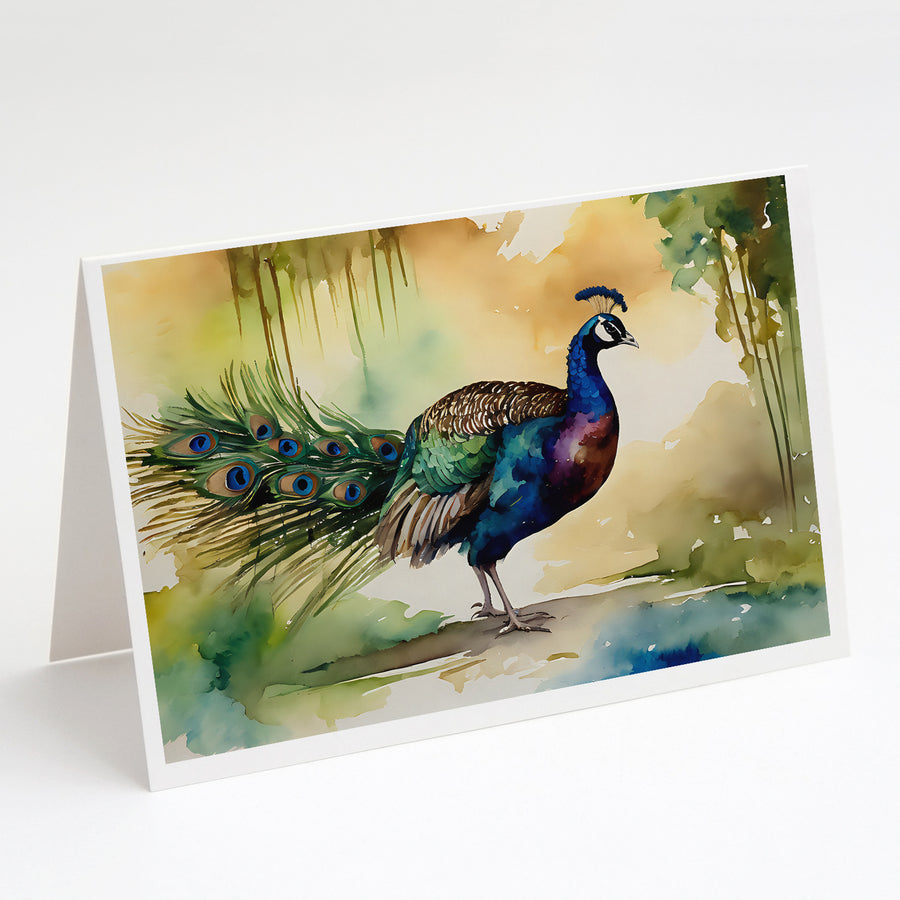 Peacock Greeting Cards Pack of 8 Image 1