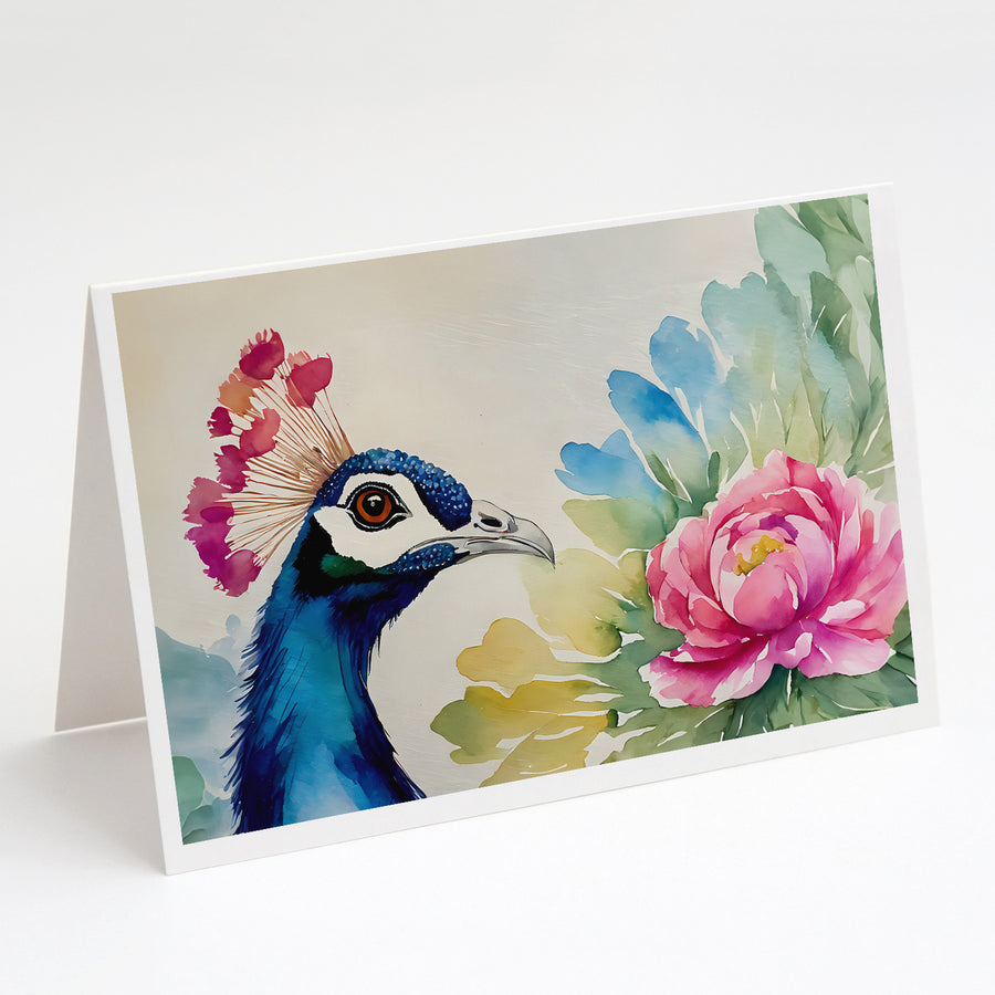 Peacock Greeting Cards Pack of 8 Image 1