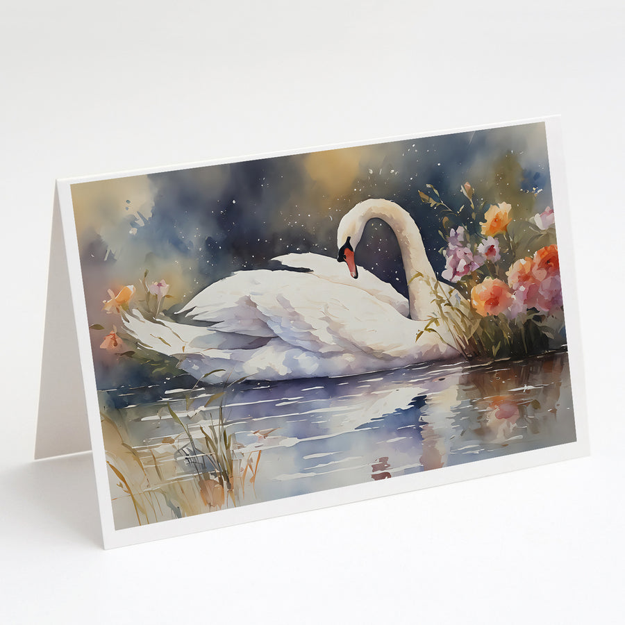 Swan Greeting Cards Pack of 8 Image 1