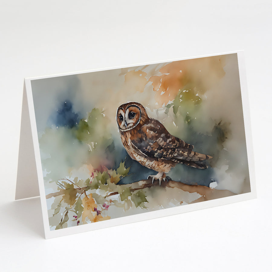 Tawny Owl Greeting Cards Pack of 8 Image 1