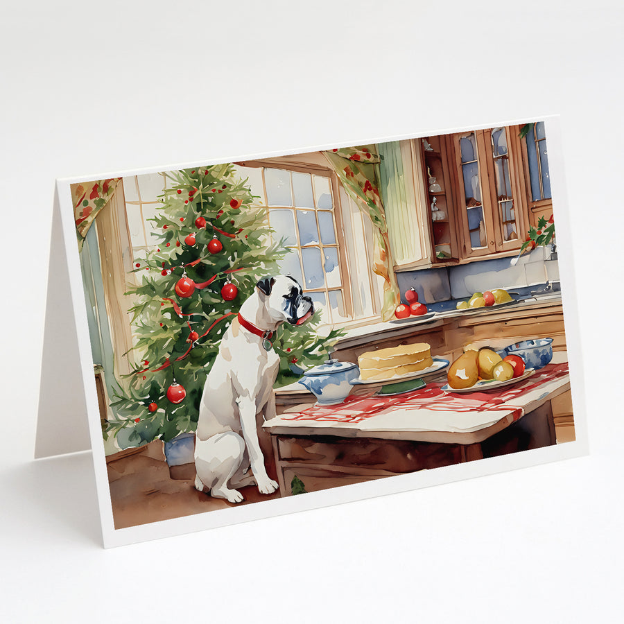 White Boxer Christmas Cookies Greeting Cards Pack of 8 Image 1