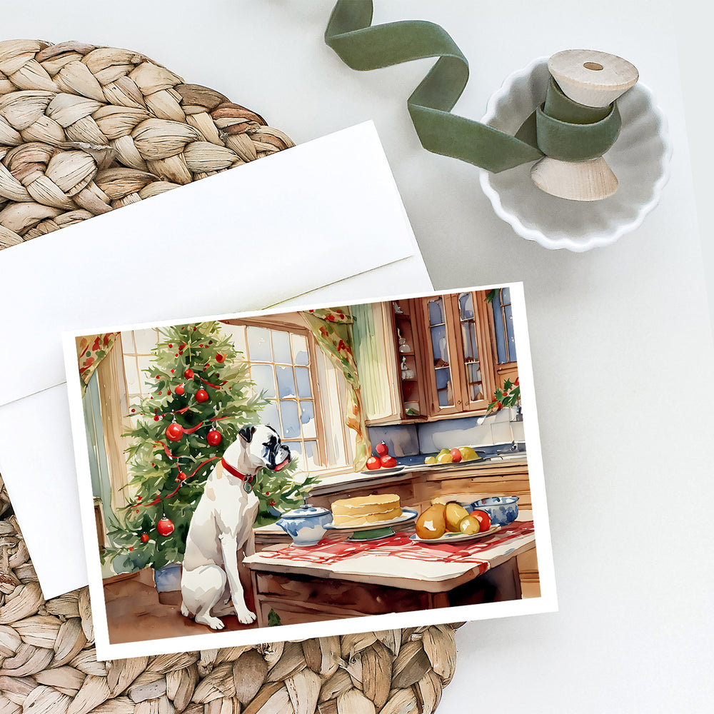 White Boxer Christmas Cookies Greeting Cards Pack of 8 Image 2