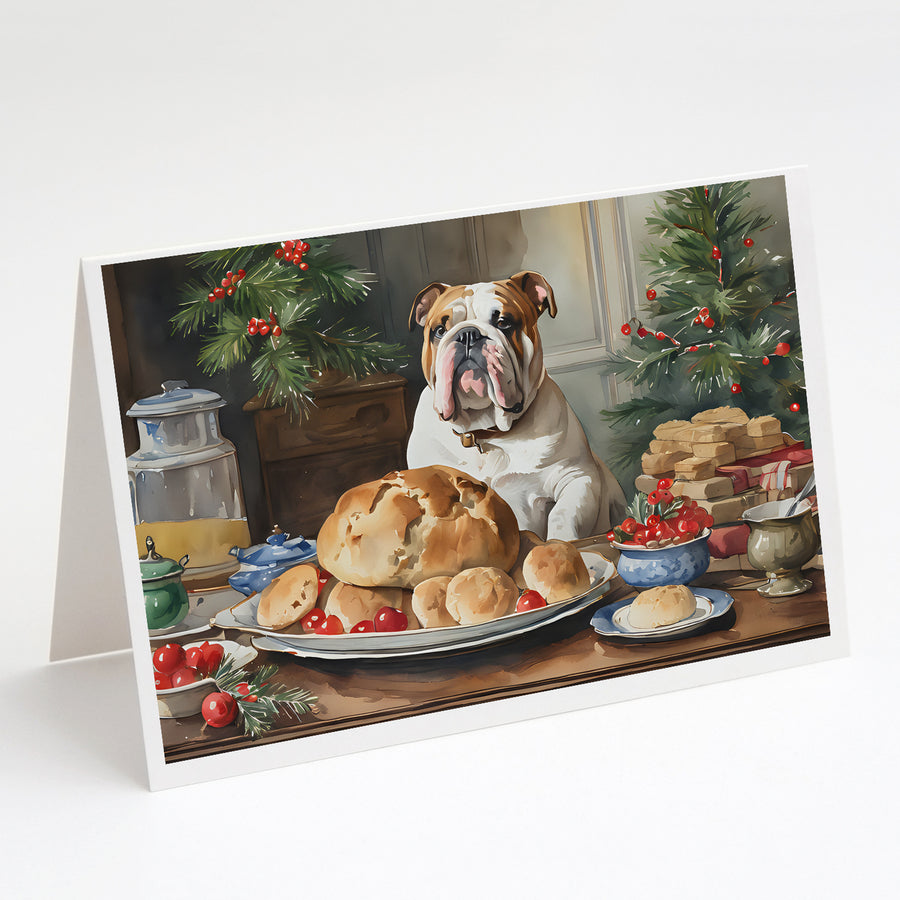 English Bulldog Christmas Cookies Greeting Cards Pack of 8 Image 1