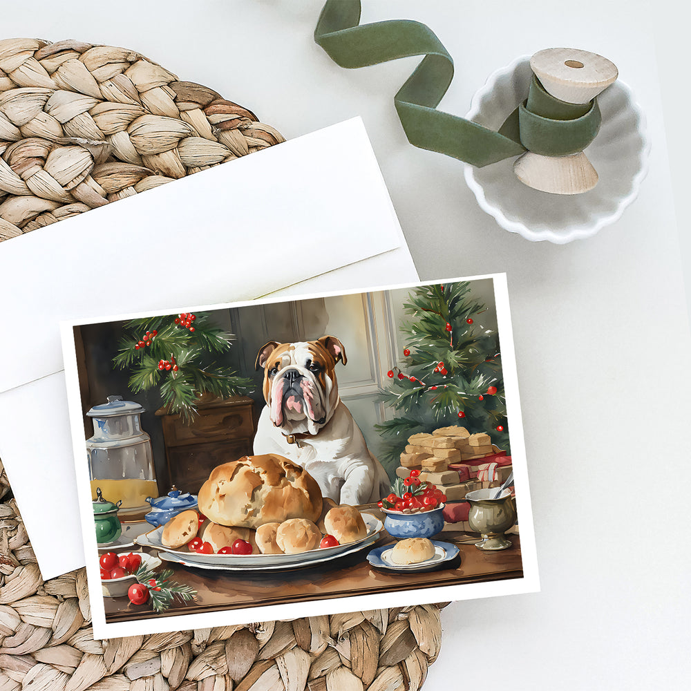 English Bulldog Christmas Cookies Greeting Cards Pack of 8 Image 2