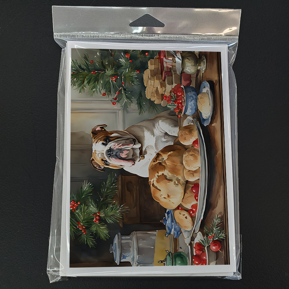 English Bulldog Christmas Cookies Greeting Cards Pack of 8 Image 3