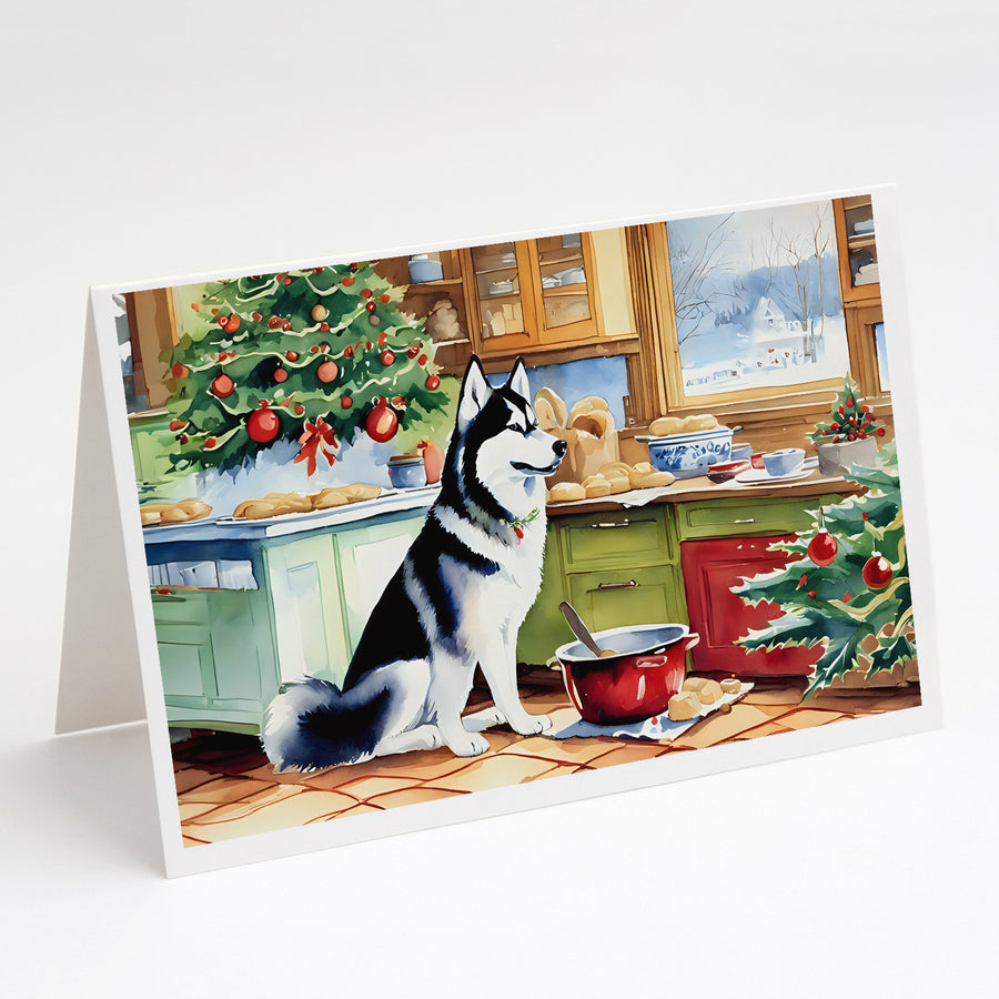 Siberian Husky Christmas Cookies Greeting Cards Pack of 8 Image 1
