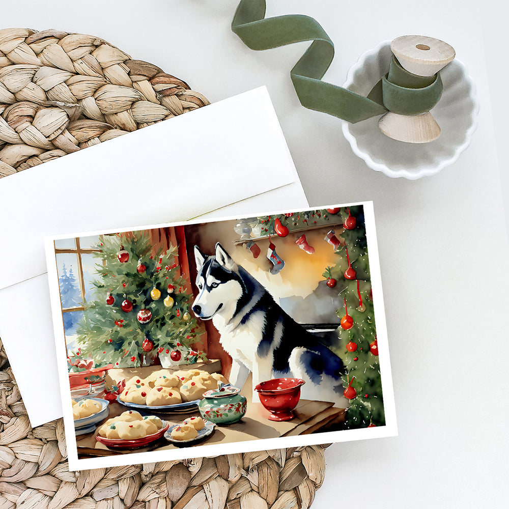 Siberian Husky Christmas Cookies Greeting Cards Pack of 8 Image 2