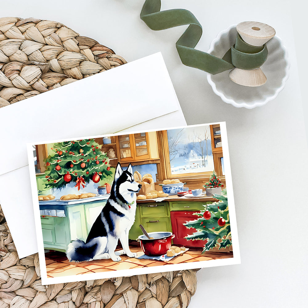 Siberian Husky Christmas Cookies Greeting Cards Pack of 8 Image 2