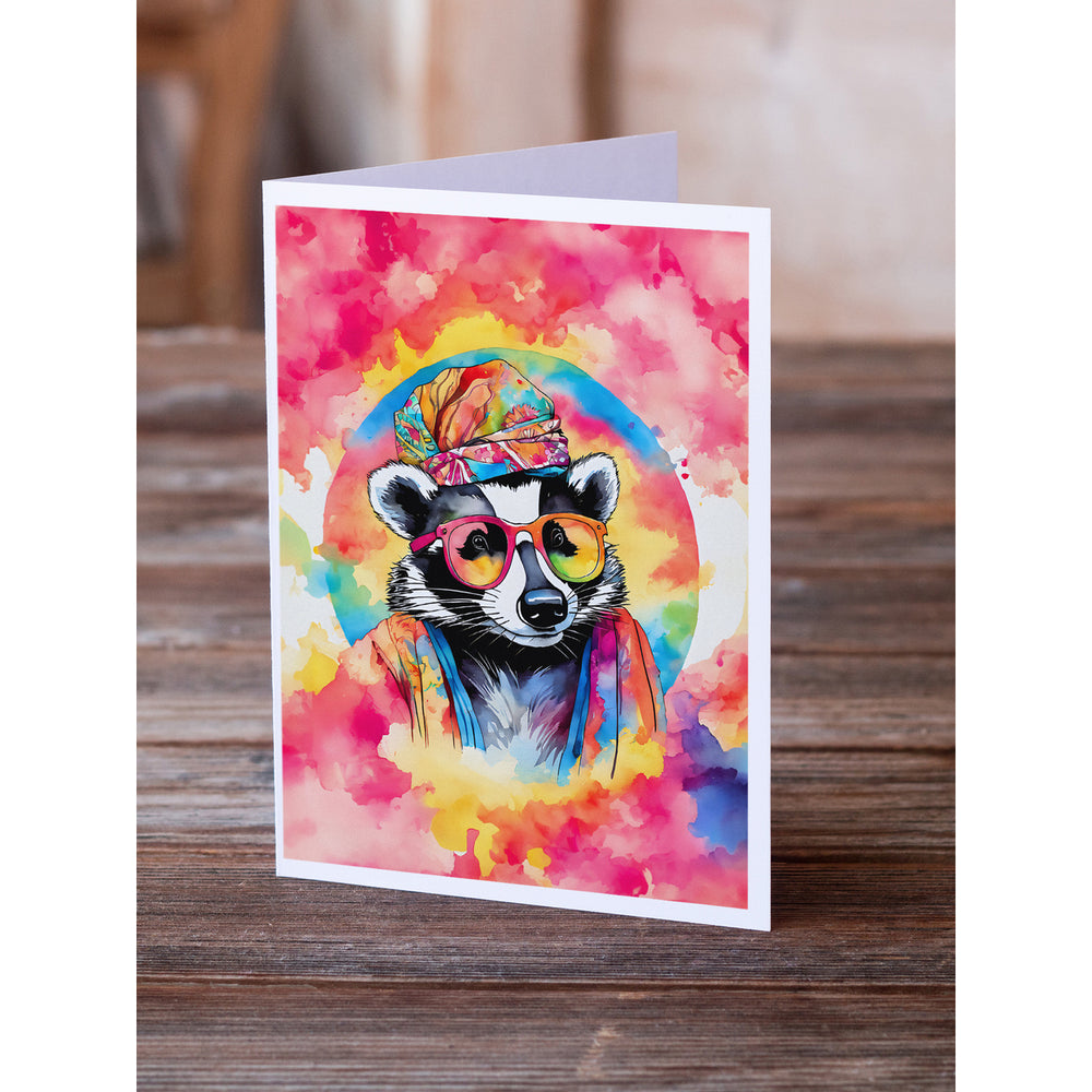 Hippie Animal Badger Greeting Cards Pack of 8 Image 2