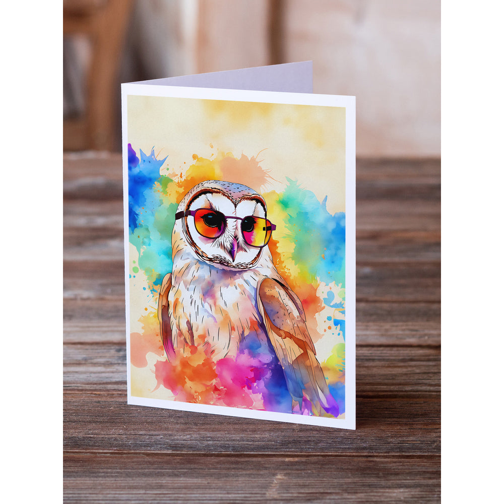 Hippie Animal Barn Owl Greeting Cards Pack of 8 Image 2