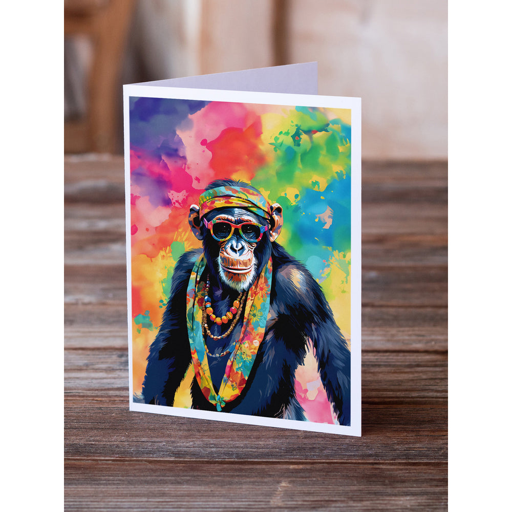 Hippie Animal Chimpanzee Greeting Cards Pack of 8 Image 2