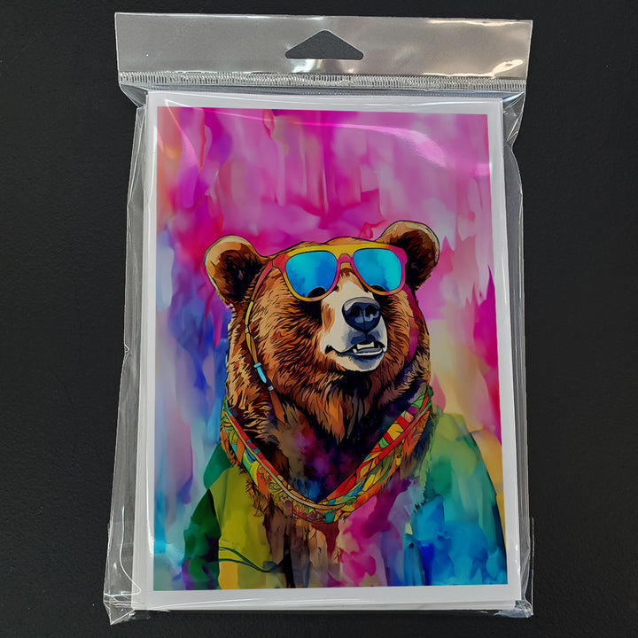 Hippie Animal Grizzly Bear Greeting Cards Pack of 8 Image 3