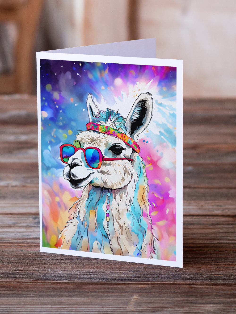 Hippie Animal Llama Greeting Cards Pack of 8 Image 2