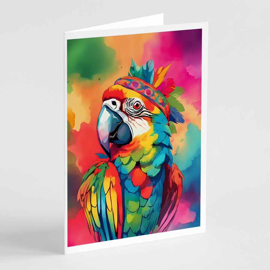Hippie Animal Parrot Greeting Cards Pack of 8 Image 1