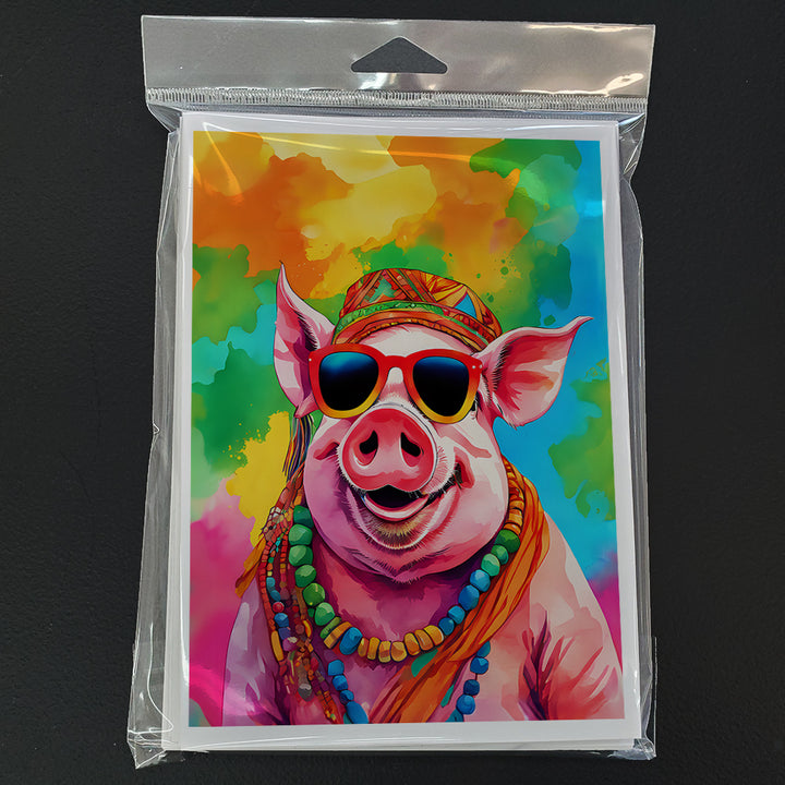 Hippie Animal Pig Greeting Cards Pack of 8 Image 3