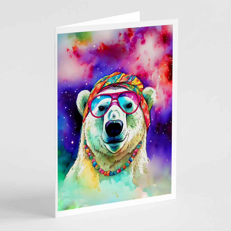 Hippie Animal Polar Bear Greeting Cards Pack of 8 Image 1