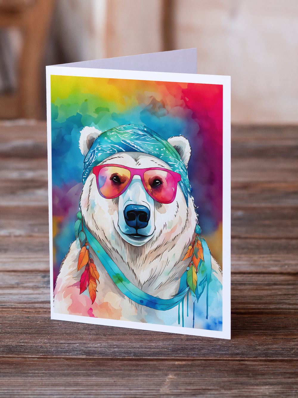 Hippie Animal Polar Bear Greeting Cards Pack of 8 Image 2