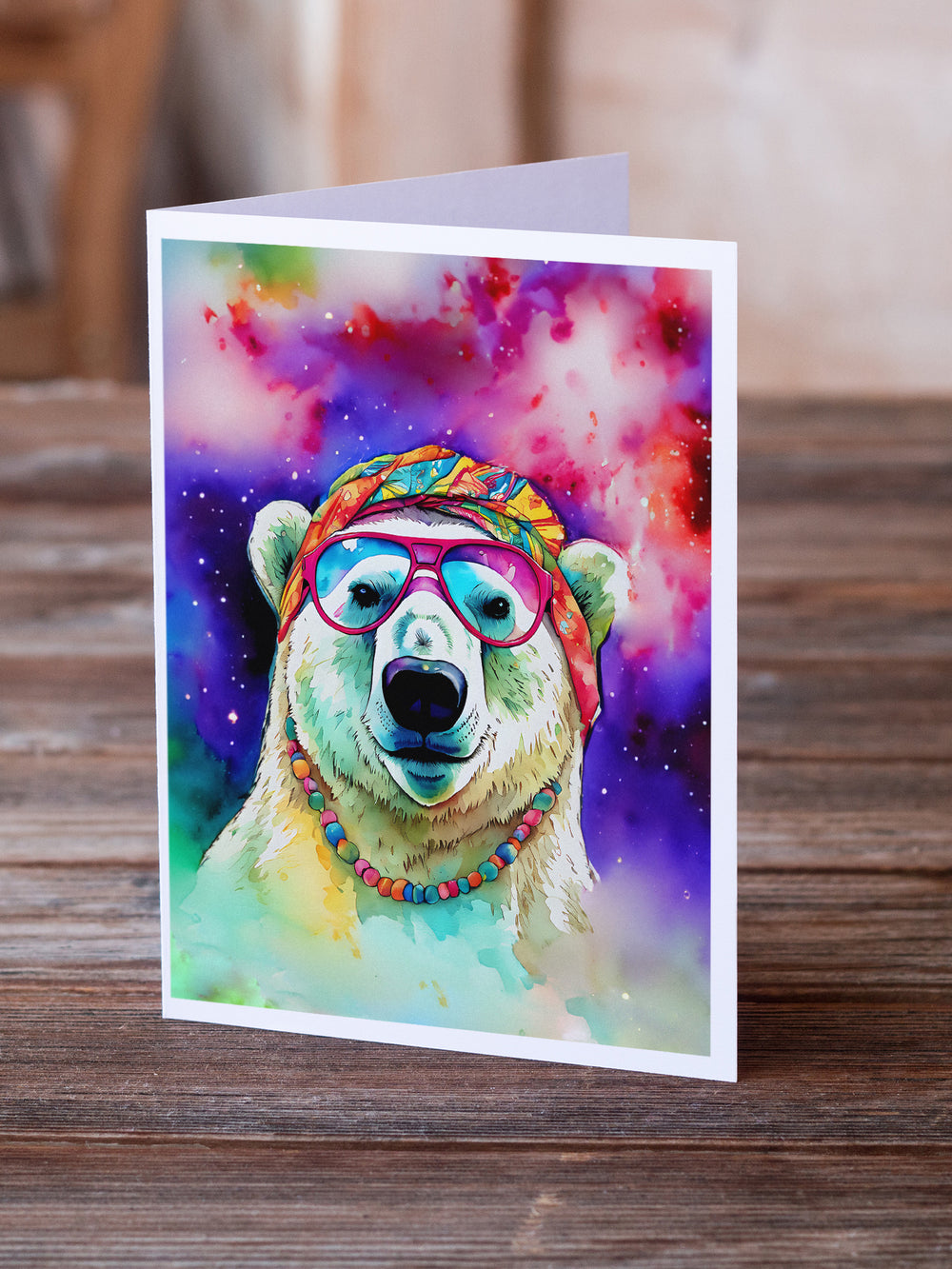 Hippie Animal Polar Bear Greeting Cards Pack of 8 Image 2