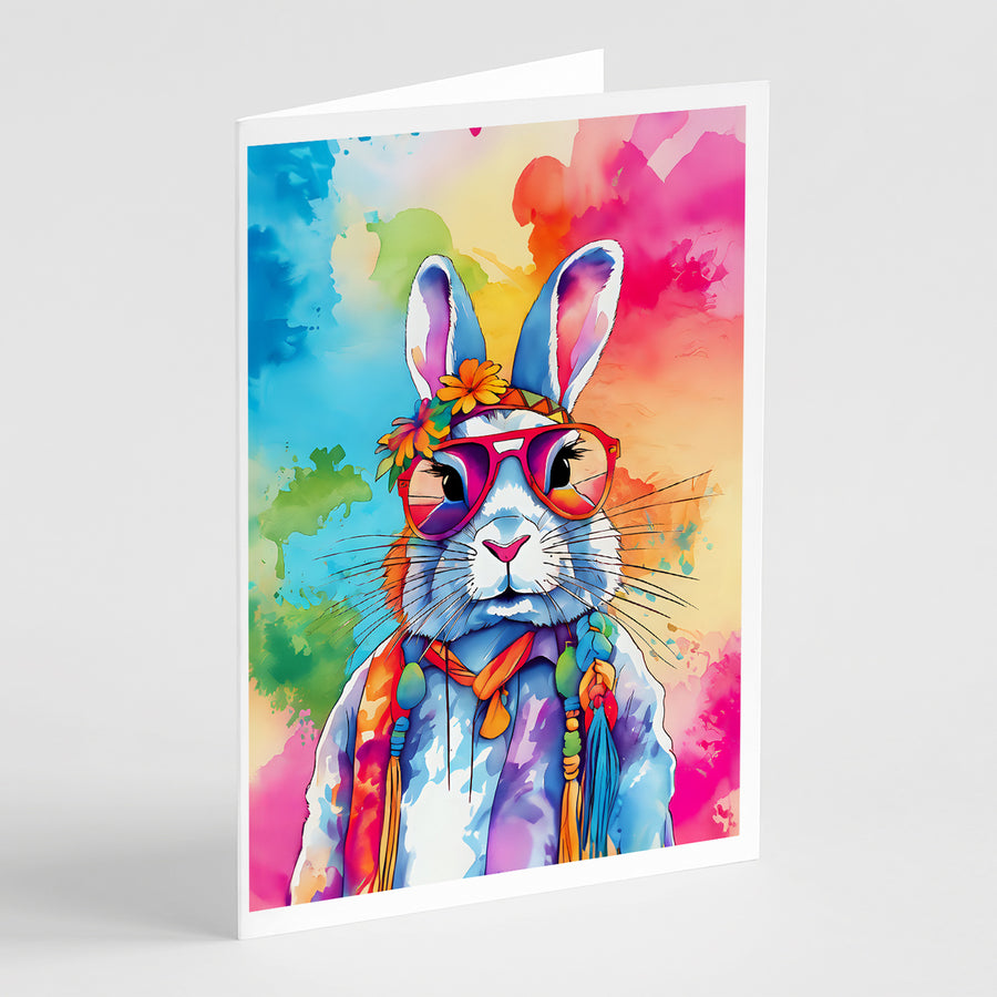 Hippie Animal Rabbit Greeting Cards Pack of 8 Image 1